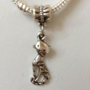 “CAT” Silver Plated Dangling Charm Bead For European Style Charm Bracelets